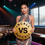 Elegant escort in business attire entering a Kuala Lumpur hotel room for an outcall appointment