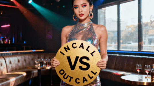 Elegant escort in business attire entering a Kuala Lumpur hotel room for an outcall appointment