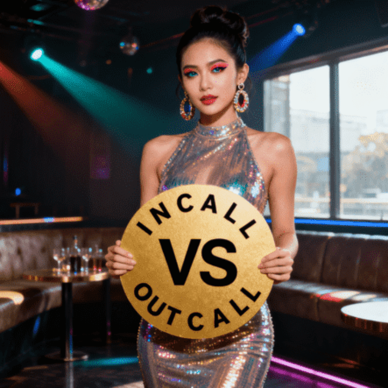 Elegant escort in business attire entering a Kuala Lumpur hotel room for an outcall appointment